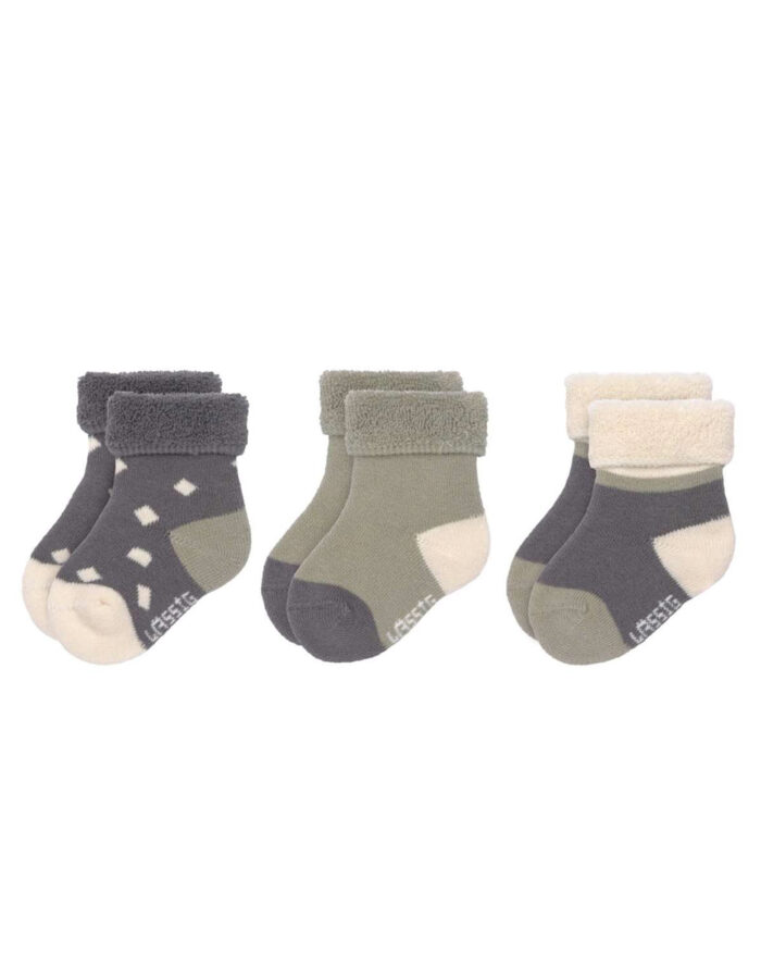 Lot de 3 chaussettes nouveau-né GOTS, Anthracite (Lassig)