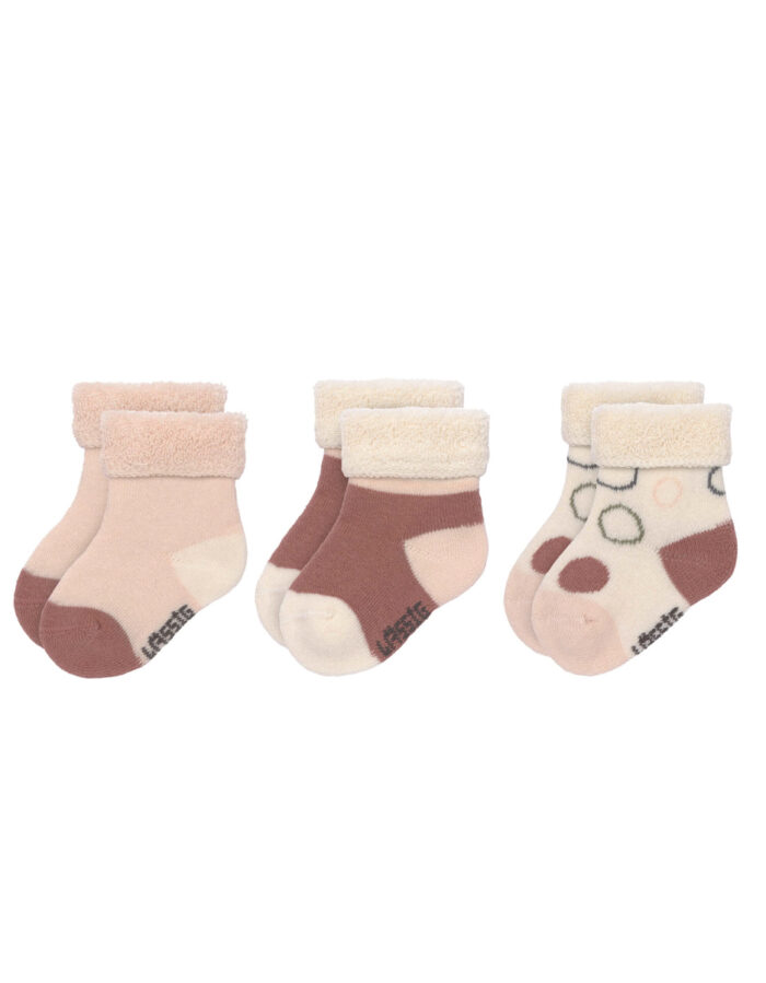 Lot de 3 chaussettes nouveau-né GOTS, Cercles Écru (Lassig)