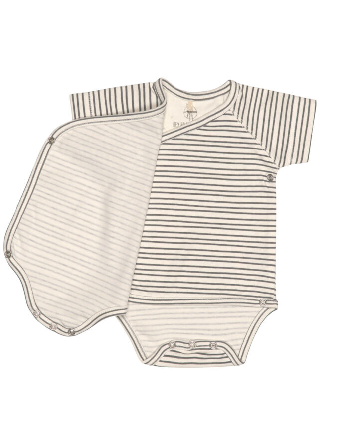 Body manches courtes GOTS Rayé gris/ anthracite (Lassig) – Image 2