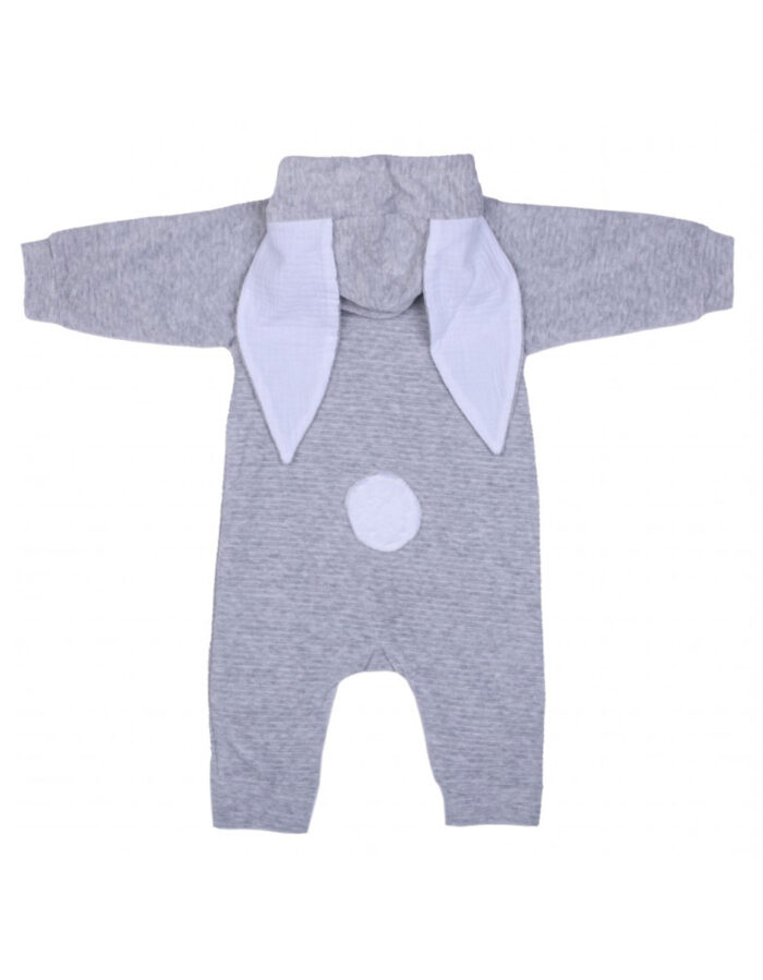Combi Lapidoux en velours lapin gris chiné / blanc (BB&aCo) – Image 2