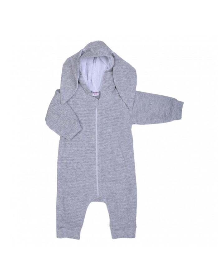 Combi Lapidoux en velours lapin gris chiné / blanc (BB&aCo)