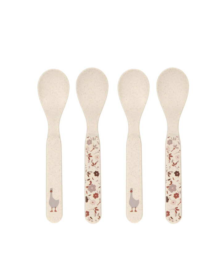 Lot de 4 cuillères Tiny Farmer Mouton/Oie  nature PP/ cellulose (Lassig)