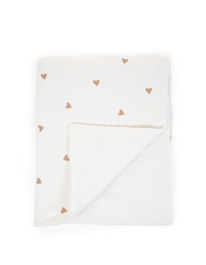 Couverture de bébé 80x100 cm jersey + mousseline hearts (Childhome)