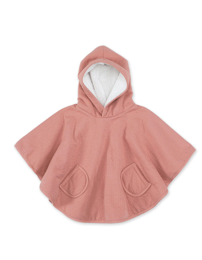 PONCHO DE VOYAGE 9-36m  tetra jersey + teddy terre de sienne  (Bemini)