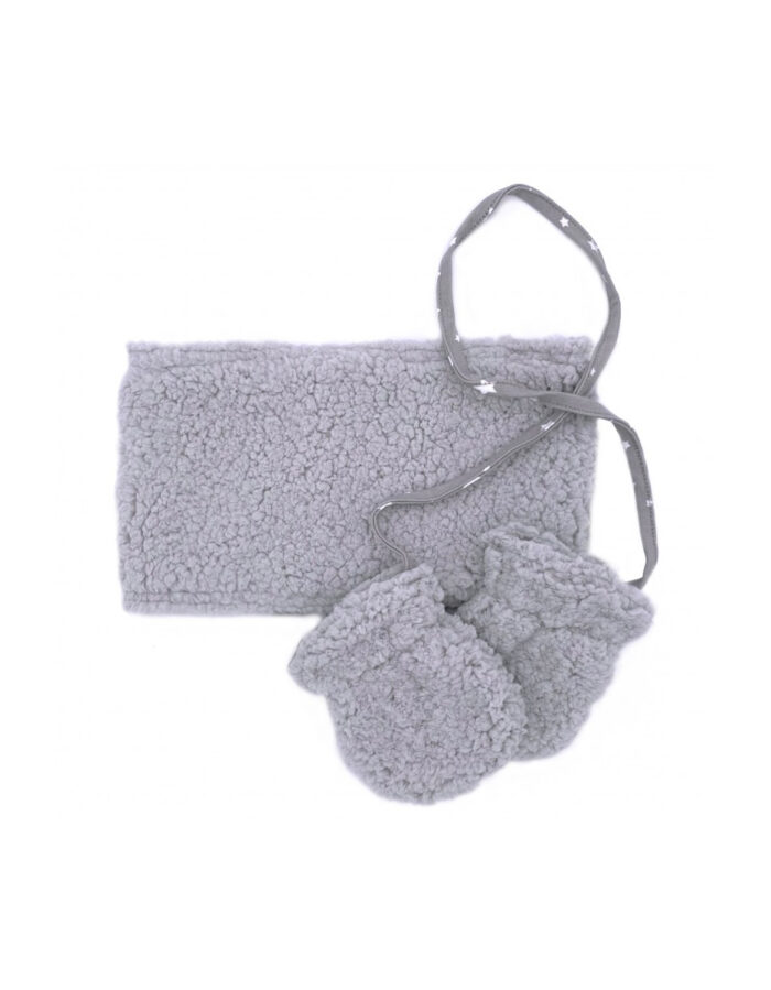 Set snood & moufles en sherpa gris (BB&Co)
