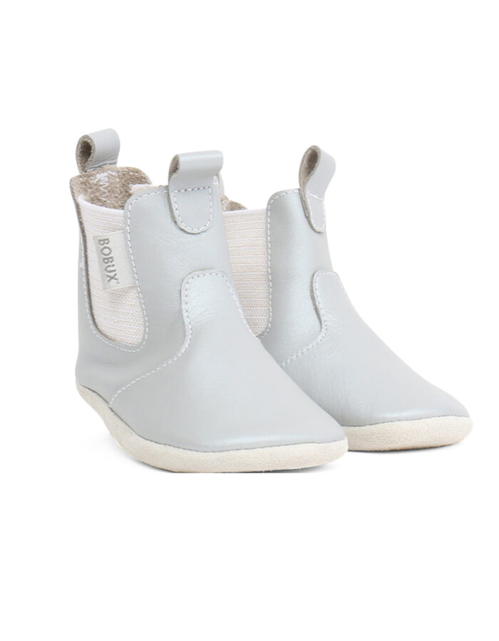 Chaussons en cuir soft soles - Bottine Jodphur Silver (Bobux)