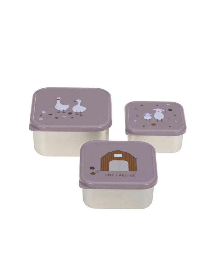 Boîtes à goûter enfants (Lot de 3) - Tiny Farmer, Lilas (Lassig)