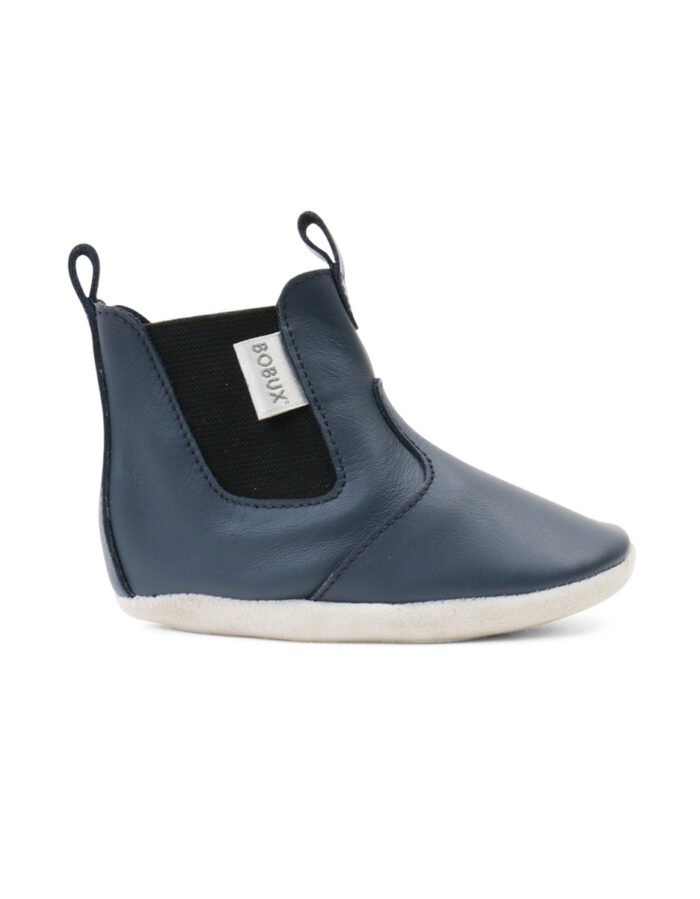 Chaussons en cuir soft soles -  Bottine Jodphur Marine (Bobux)