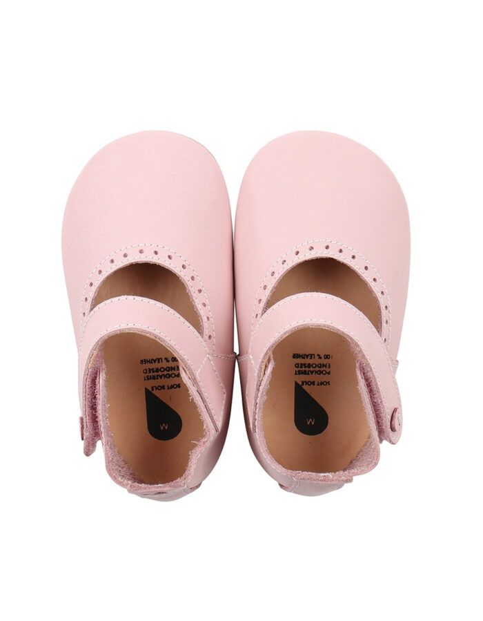 Chaussons en cuir soft soles - Mary jane rose (Bobux)