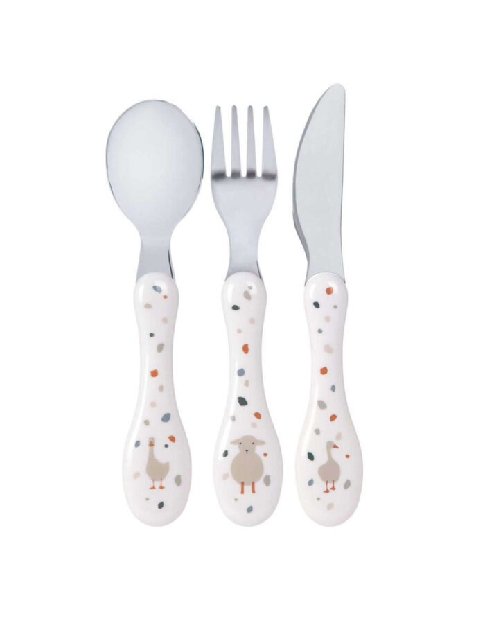 Couverts Enfants Inox (3 pcs) - Tiny Farmer - Mouton & Oie (Lassig)