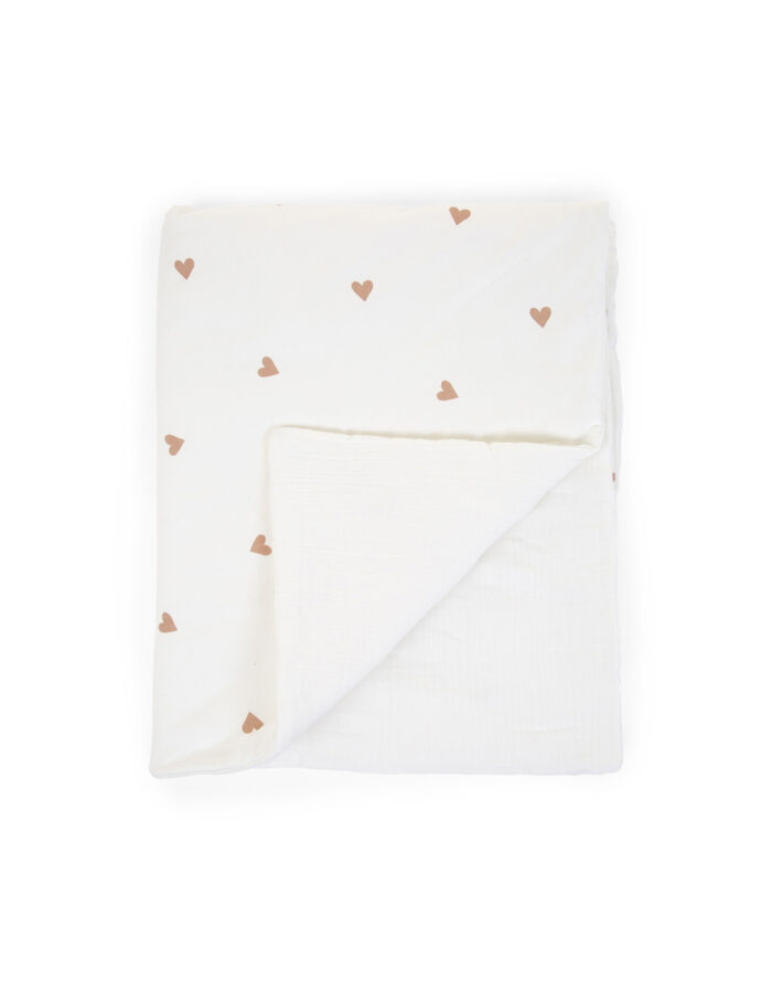 Couverture de Bébé - 80X100cm - Jersey + Mousseline - Hearts (Childhome)