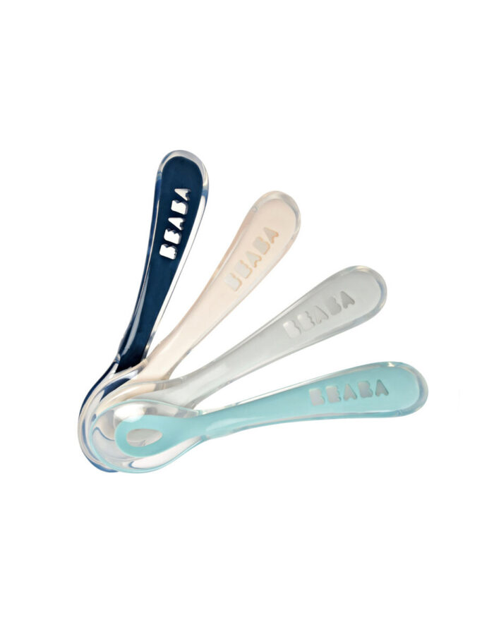 lot 4 cuillères 2ème âge silicone blue (Béaba)