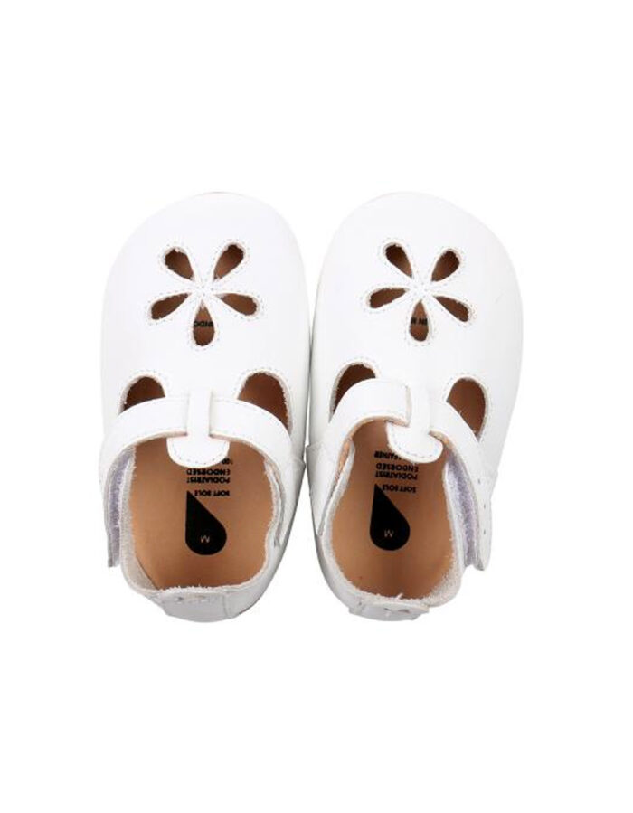 Chaussons en cuir  soft soles - Sandale Blanche Daisy (Bobux)