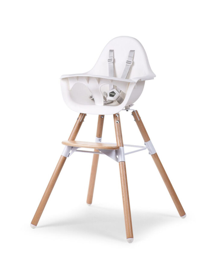 Evolu 2 Chaise Haute - Réglable en Hauteur - Naturel Blanc (Childhome)
