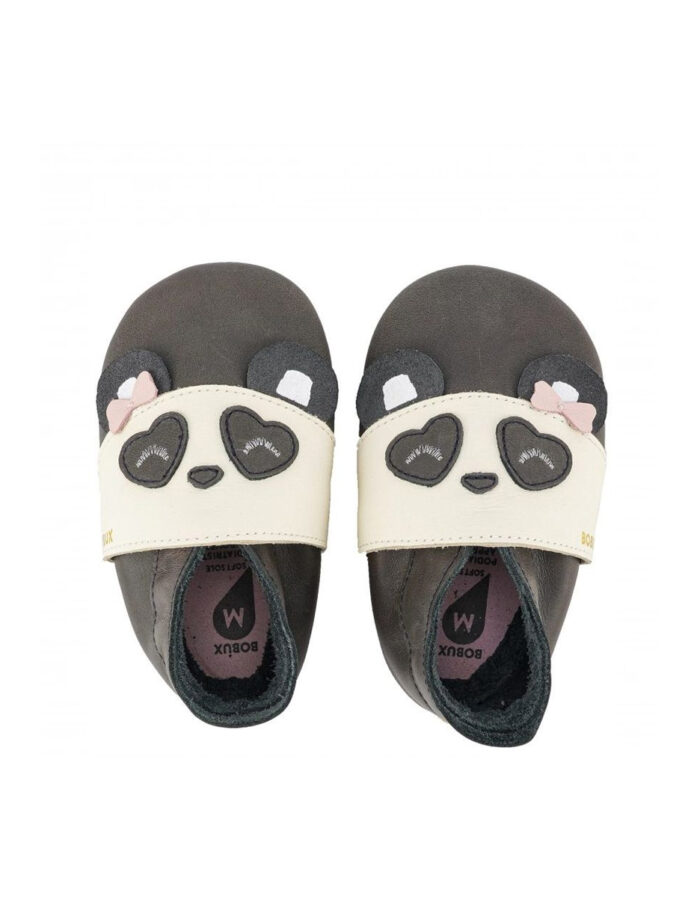 Chaussons en cuir soft soles -  Bam-boo Charcoal (Bobux)