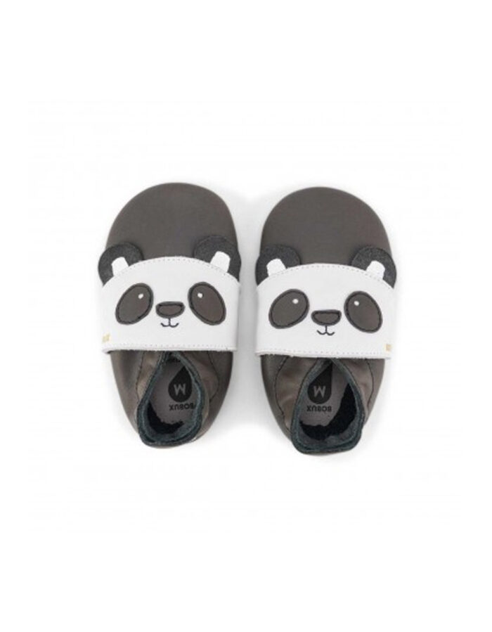 Chaussons en cuir soft soles -  Bam-bow Charcoal (Bobux)