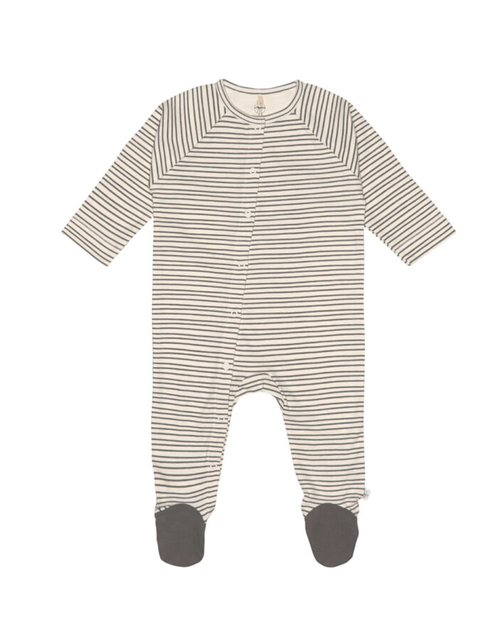 Pyjama avec pieds GOTS Rayé Gris Anthracite (Lassig)