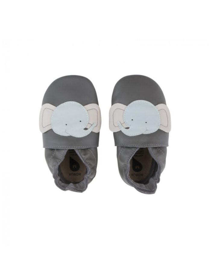 Chaussons en cuir soft soles - éléphant (Bobux)