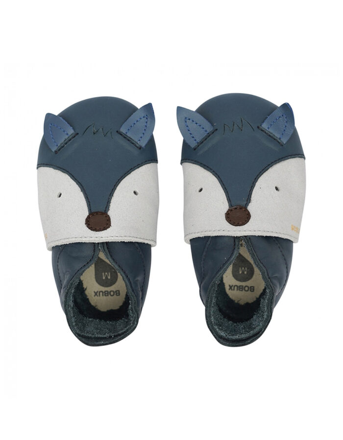 Chaussons en cuir soft soles - Renard marine (Bobux)