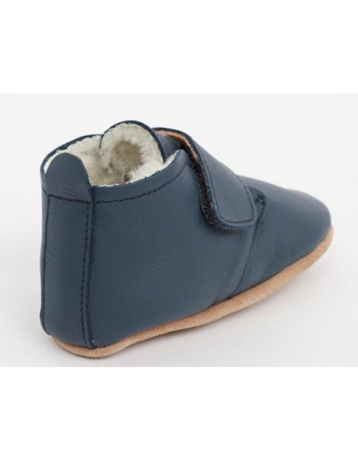 Chaussons en cuir soft soles - Bottine à scratch Fourrée  Desert Marine (Bobux) – Image 2