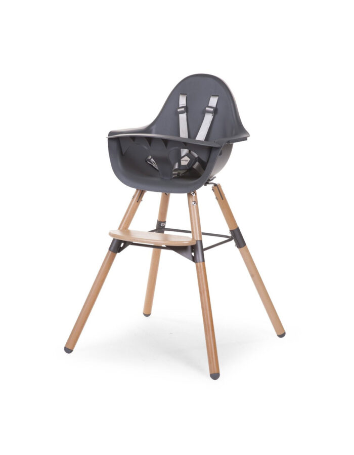 EVOLU 2 CHAISE HAUTE - RÉGLABLE EN HAUTEUR (50-75 CM/*90 CM) - NATUREL ANTHRACITE (Childhome)