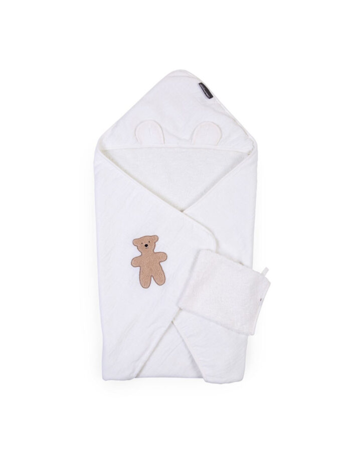 CAPE DE BAIN + GANT - 80X80 CM - MUSLIN / TERRY TEDDY (Childhome)