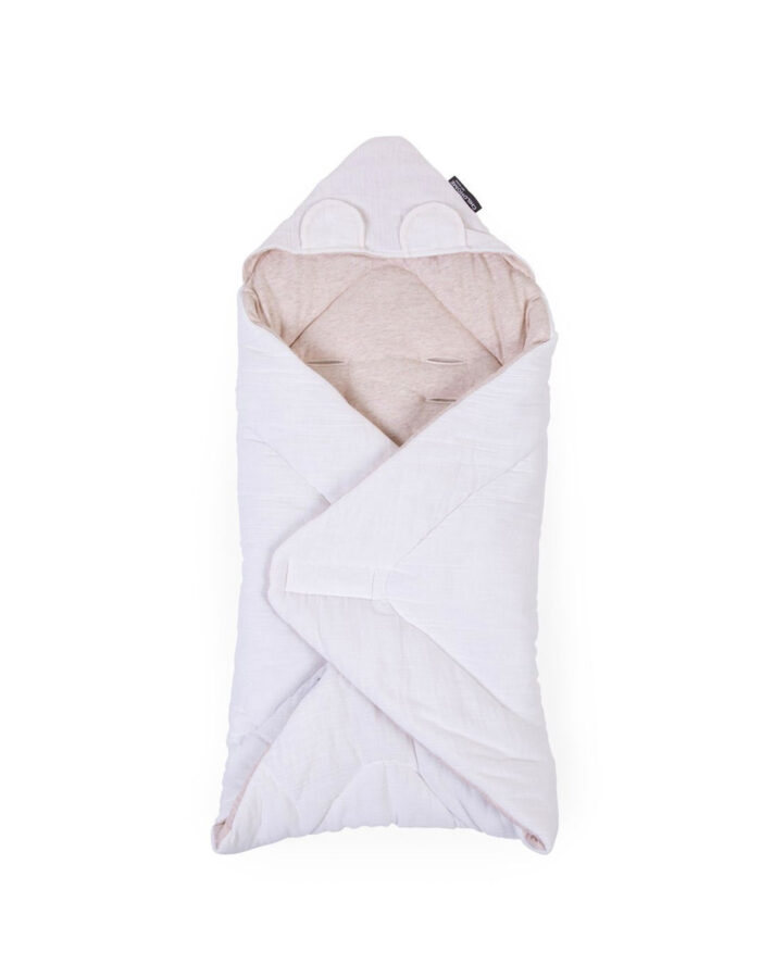 COUVERTURE ENVELOPPANTE UNIVERSELLE - 75X75 CM - JERSEY MELANGE BEIGE / MUSLIN TEDDY(Childhome)