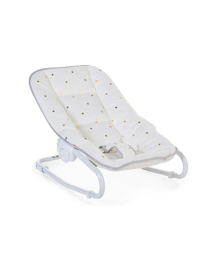 Transat en aluminium pour bébé avec housse à pois dorés (Childhome)