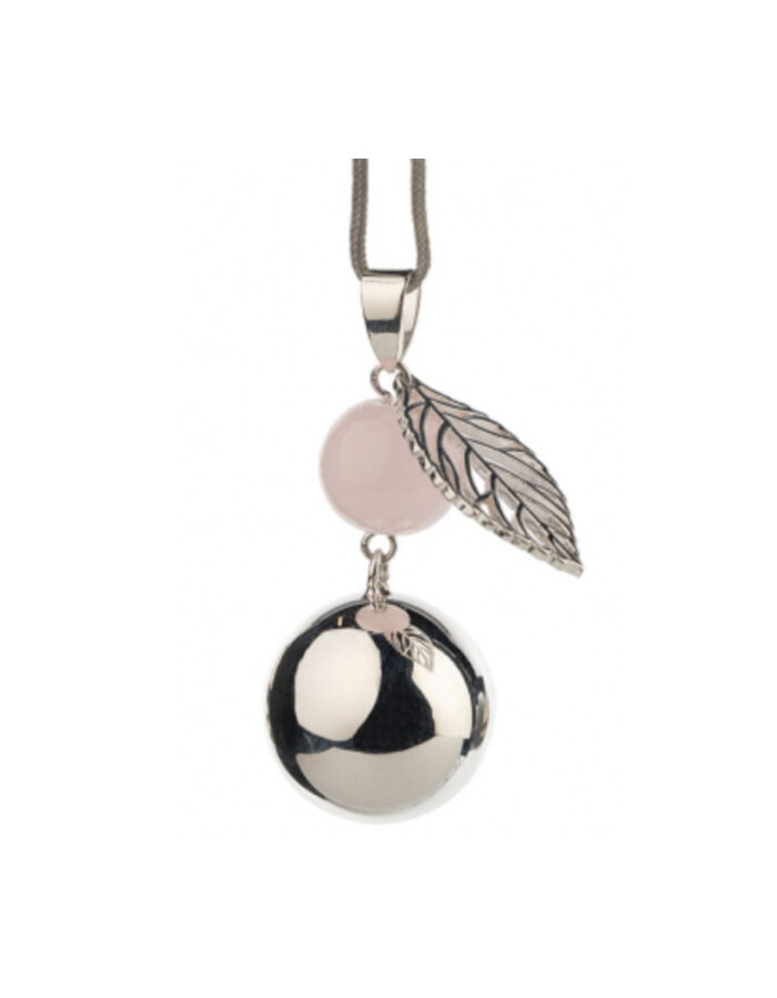 Bijou de grossesse - Design Argent avec grigri feuille et perle rosée - TU - Collier Gris (Bola)
