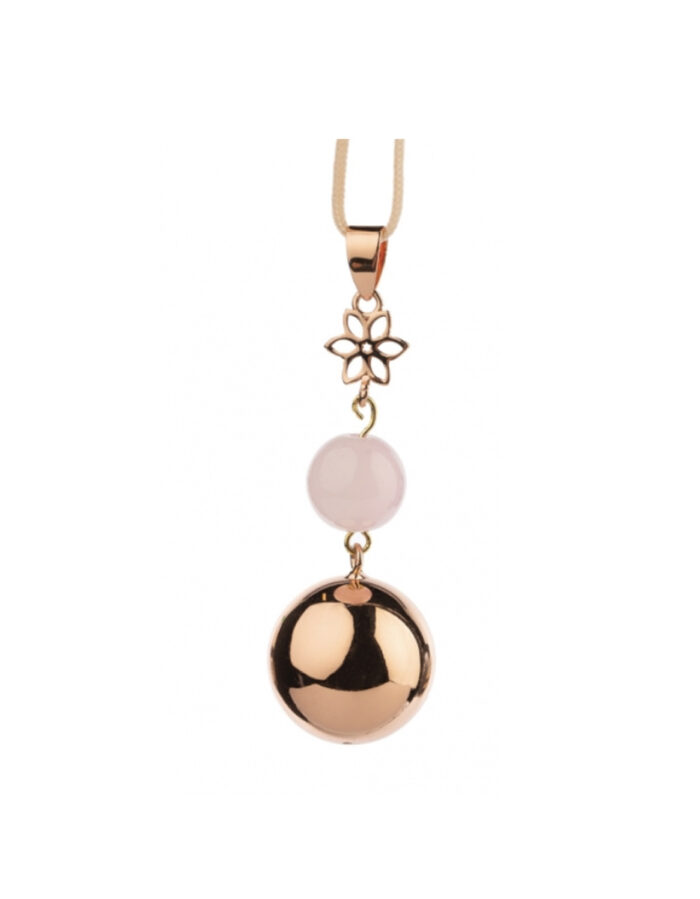 Bola de grossesse Or rose avec grigri fleur et perle rose (Bola)