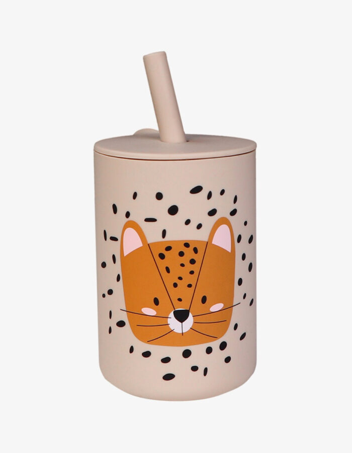 Tasse paille silicone Lenny le Léopard (Tryco)