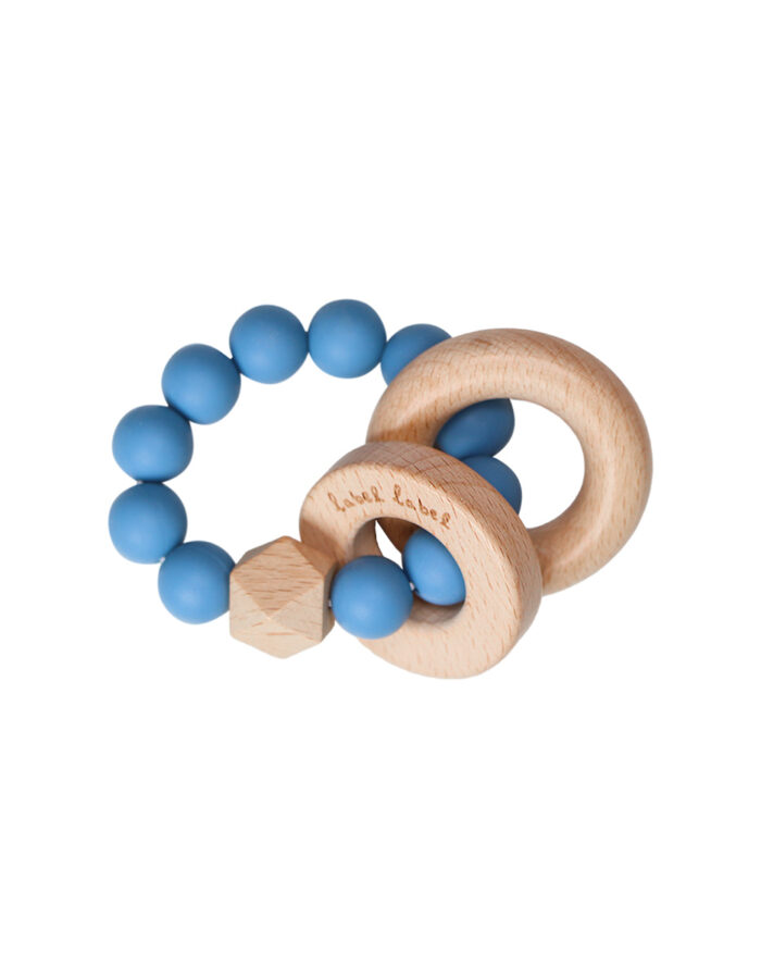 Teether Silicone & Wood - Beads - blue (LABEL)