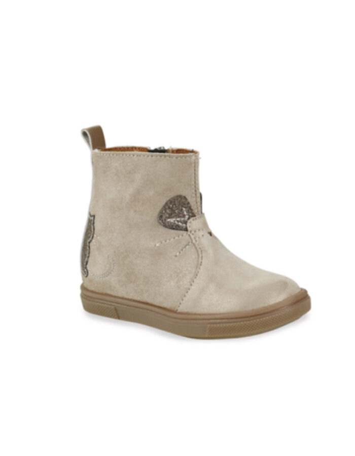 Bottine beige chat pailleté (GBB)