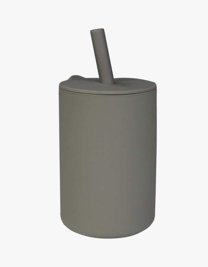 Tasse paille silicone Olive Gray (Tryco)