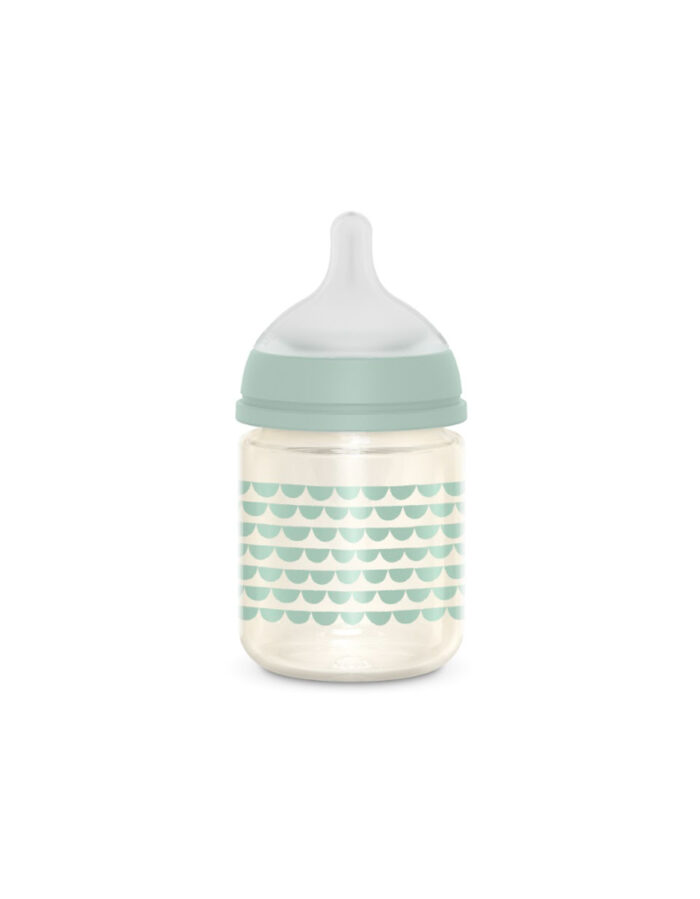 Biberon - BONHOMIA Bottle Glass sili. S - 120ml Feather Green (Suavinex) – Image 2