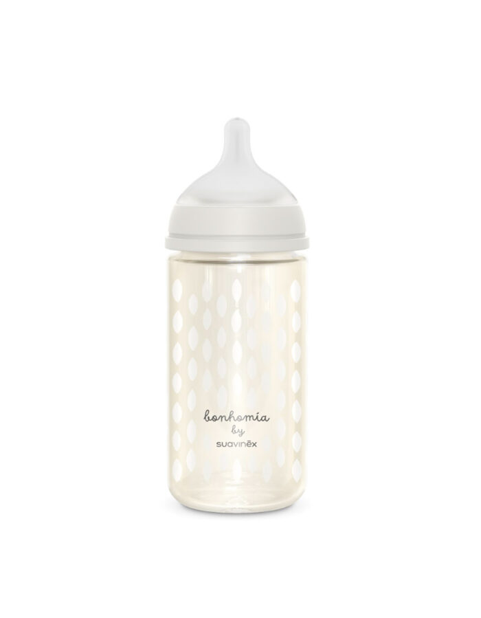 Biberon - BONHOMIA Bottle Glass sili. M - 240ml Feather Gris – Image 2