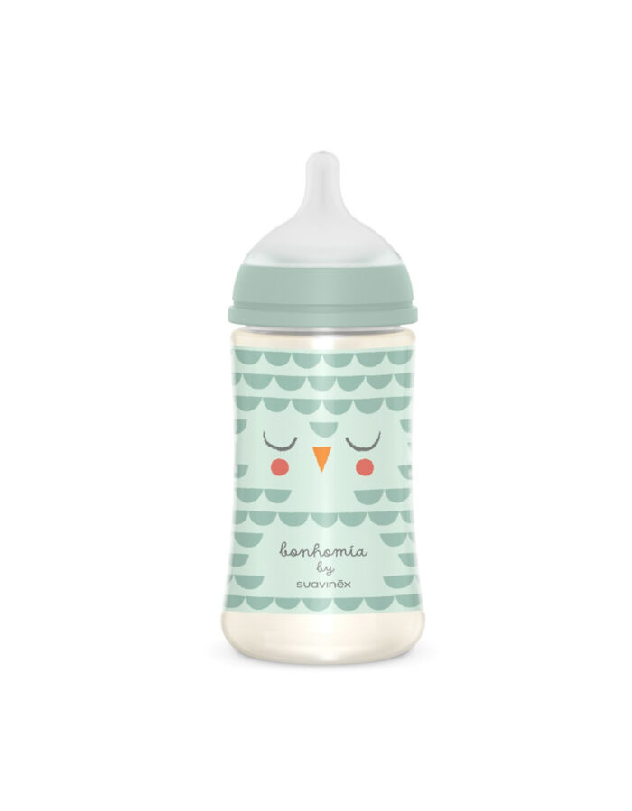 Biberon - BONHOMIA PA sili. M - 270ml Feather Green (Suavinex)