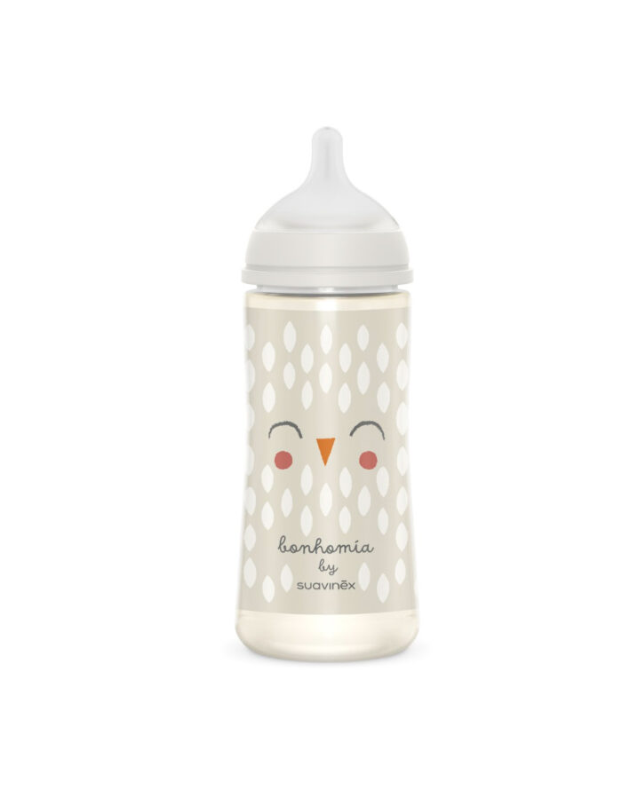 Biberon - BONHOMIA PA sili. L - 360ml Feather Gris (Suavinex)