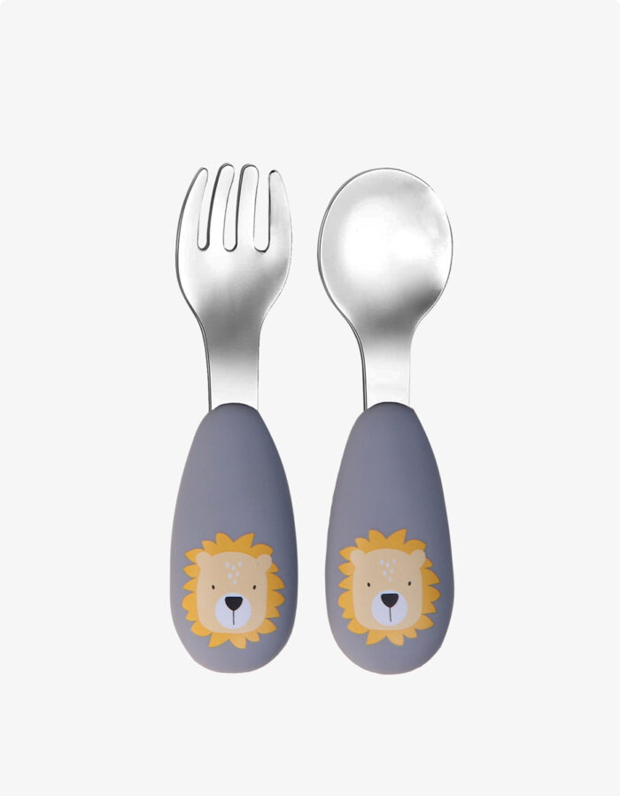 Couverts silicone Dusty Blue Lion (Tryco)