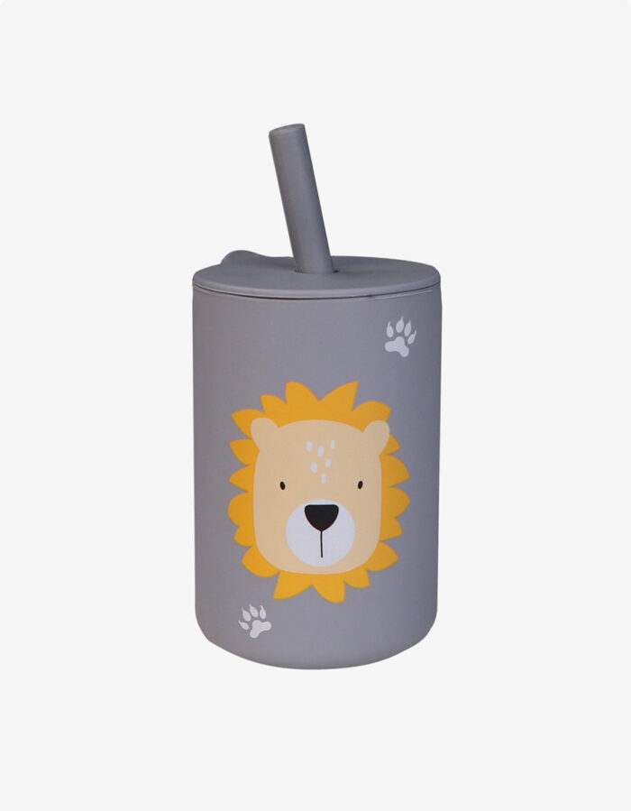 Gobelet en silicone et paille Lion Leo (Tryco)