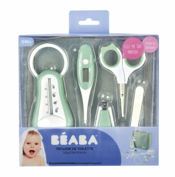 Trousse de toilette nomade 9 accessoires vert sauge (Béaba)