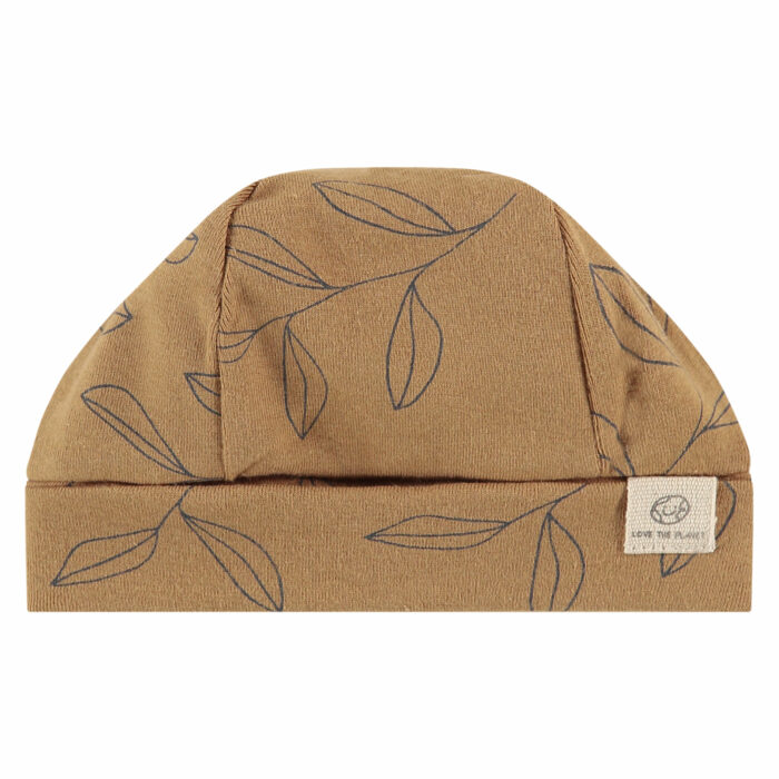 Bonnet bébé S23 imprimé feuilles curry (Babyface)
