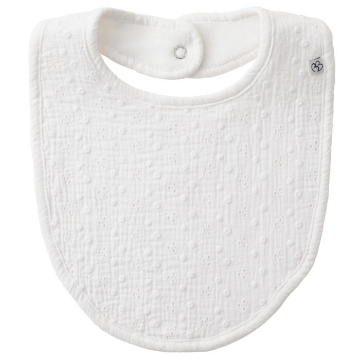 Grand bavoir réversible blanc broderie anglaise - Vintage Chic (BB an Co)