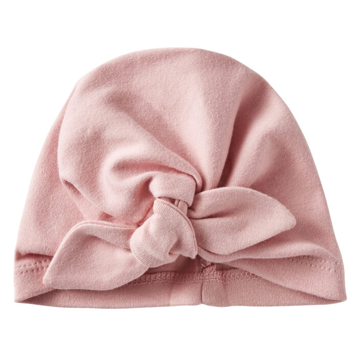 Bonnet naissance forme turban rose thé (BB and Co)