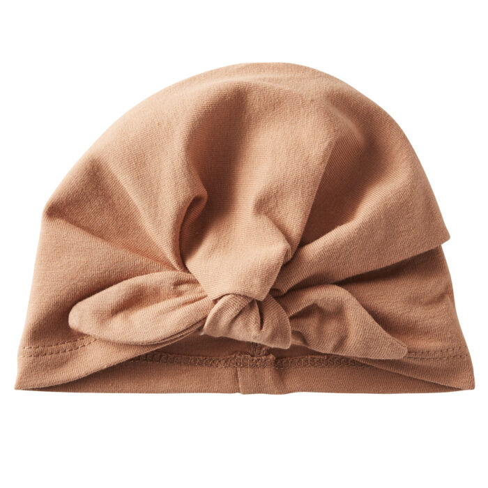 Bonnet naissance forme turban cassonade (BB and Co)