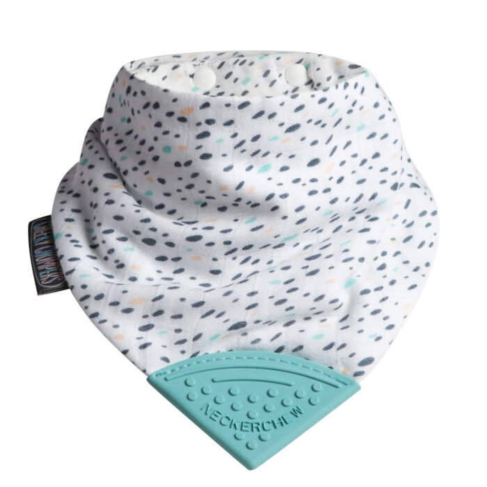 Bavoir-bandana avec embout de dentition pluie multicolors (BB an Co)