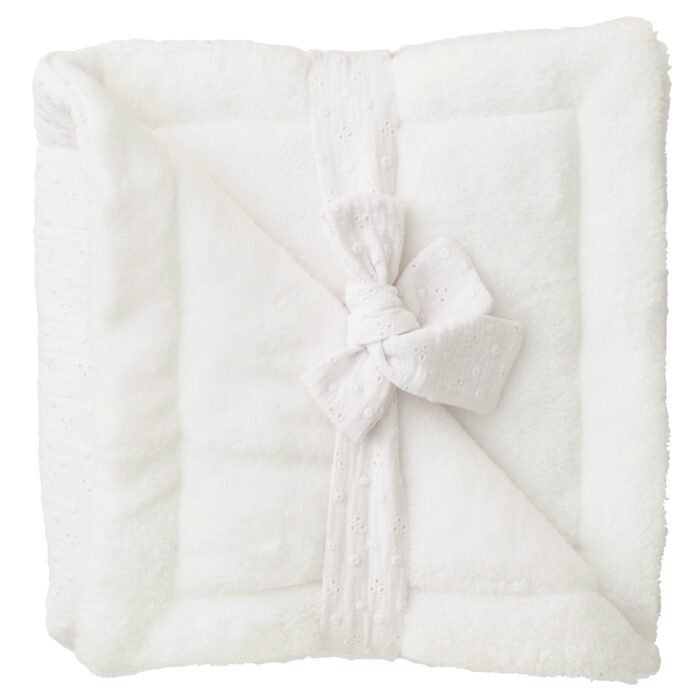 Couverture Luxe microfibre- Vintage Chic - blanc / gaze broderie anglaise (BB an Co)