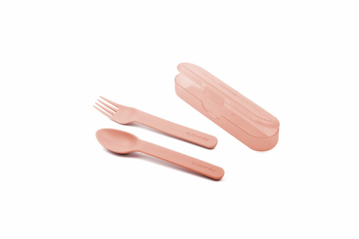 Set de couverts avec boite -rose- (Suavinex)