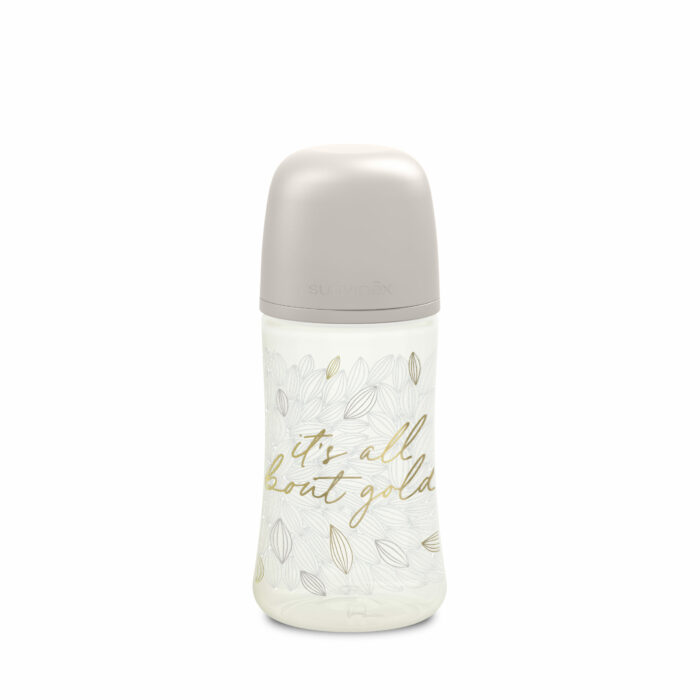 SX - GOLD - BOTTLE - SILI. - SLOW FLOW - 270ML - GREY(Suavinex)