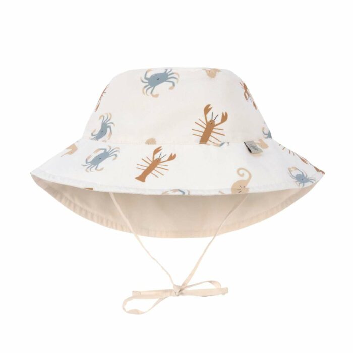 Chapeau anti-UV réversible enfants - Animaux de la mer, blanc cassé (Lassig)